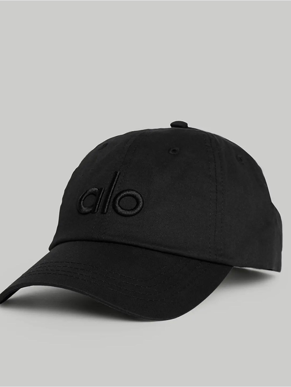 alo Black Embroidered Logo Baseball Cap